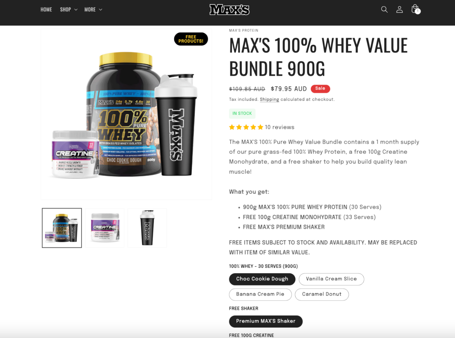 Max’s bundle add-ons that include a free gift