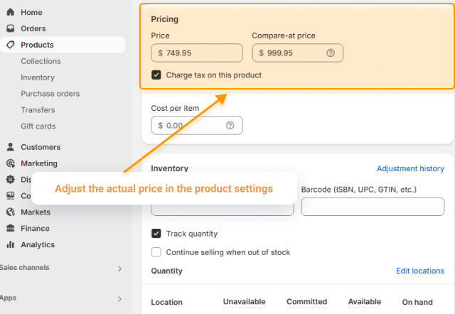 Shopify Compare-at price
