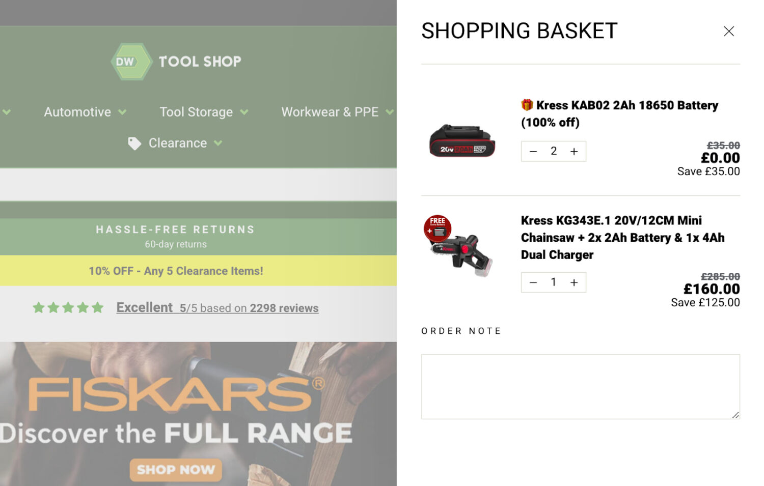 DW Tool Shop Buy X Get Y for free promotion