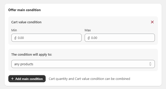Set up condition for free gift
