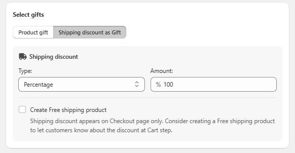 Shipping discount as gift
