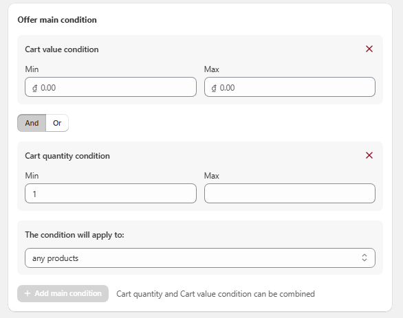 Set Purchase Conditions for Free Gift