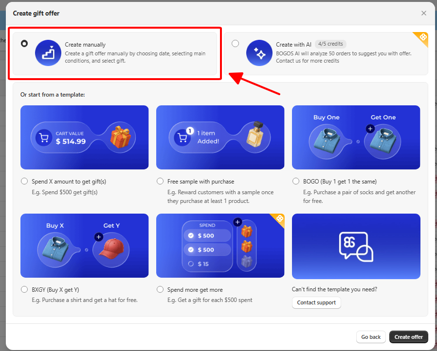 Create GWP offer with BOGOS
