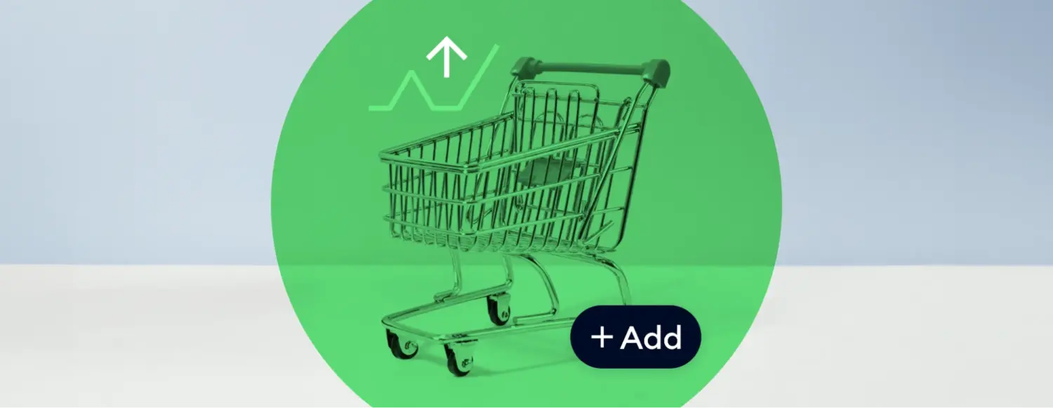 Shopping Cart Icon With Growth Arrow