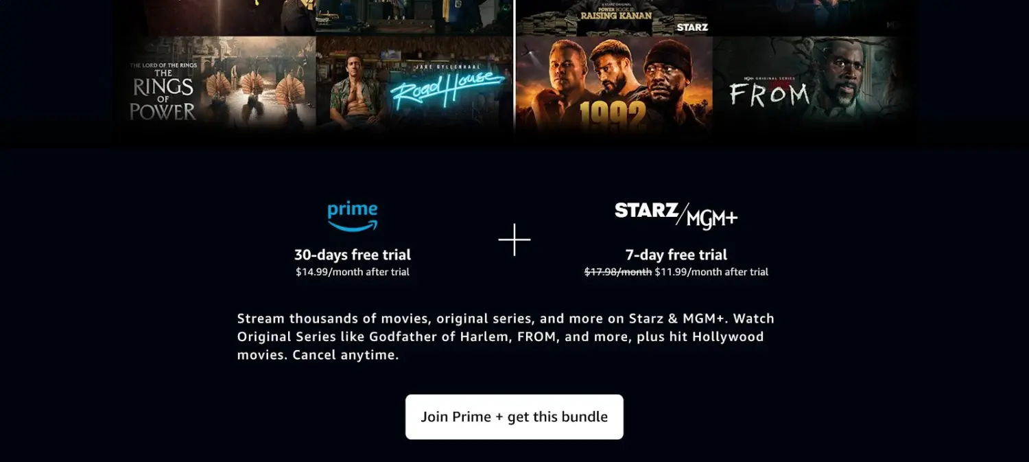 Amazon Prime And Starz Streaming Bundle