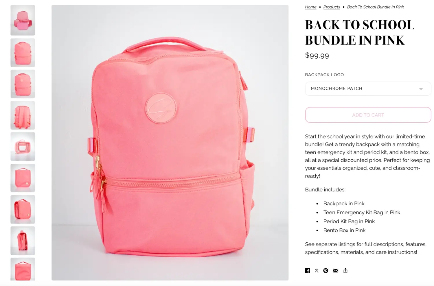 Back To School Pink Backpack Bundle