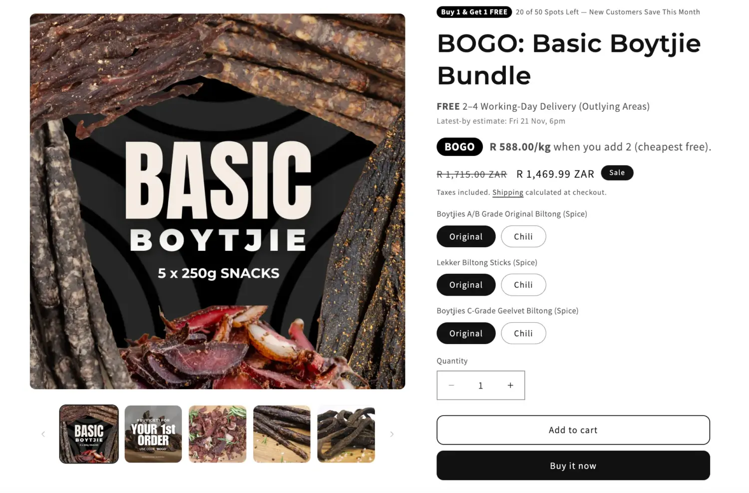 Bogo Meat Snack Bundle Page With Flavor Options