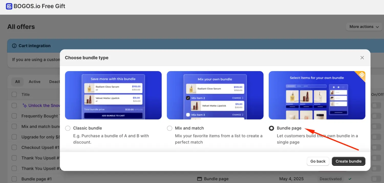 Choose Bundle Type Bundle Page Selected Bogos