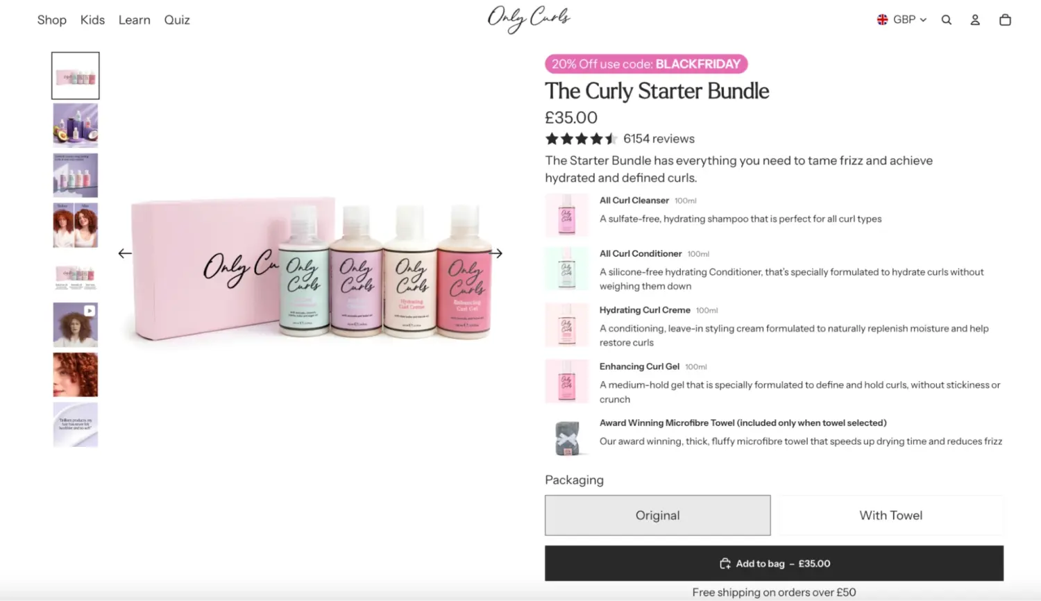 Curly Hair Starter Bundle Product Page