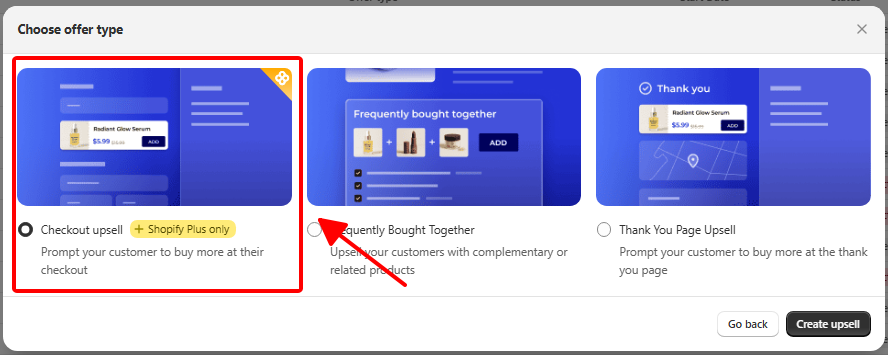 Create checkout upsell offer with BOGOS
