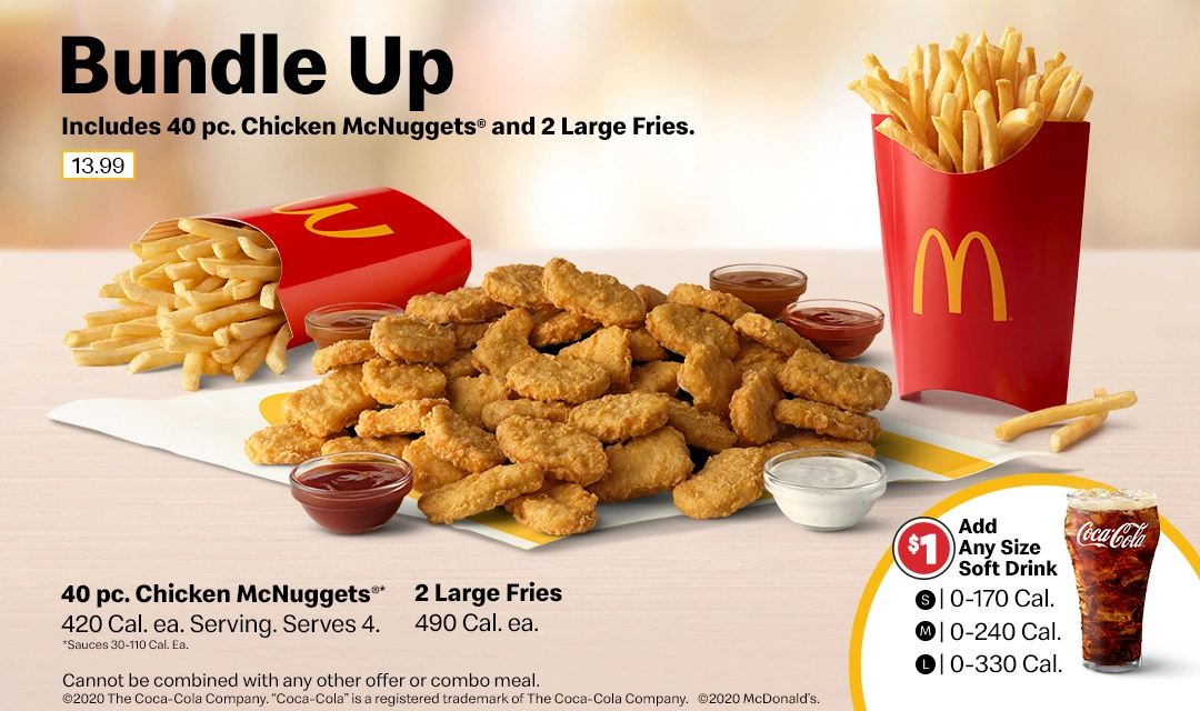 Mcdonalds 40 Piece Nuggets And Fries Bundle