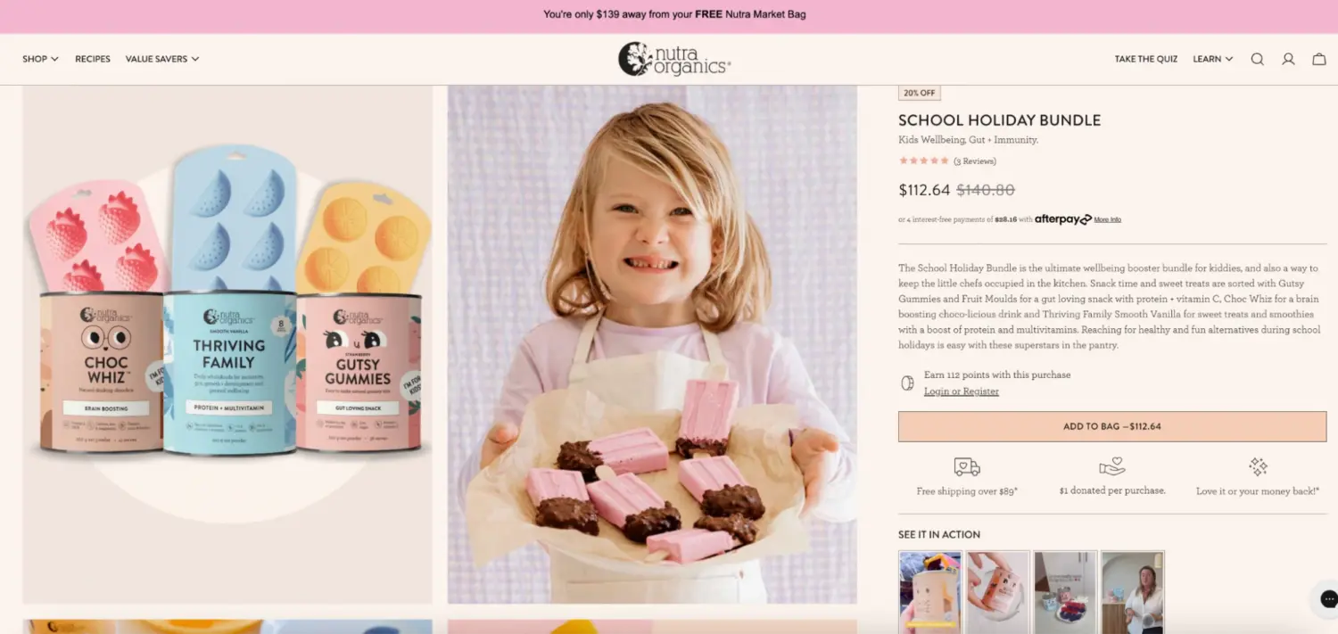 School Holiday Snack Bundle Product Page With Lifestyle Photo