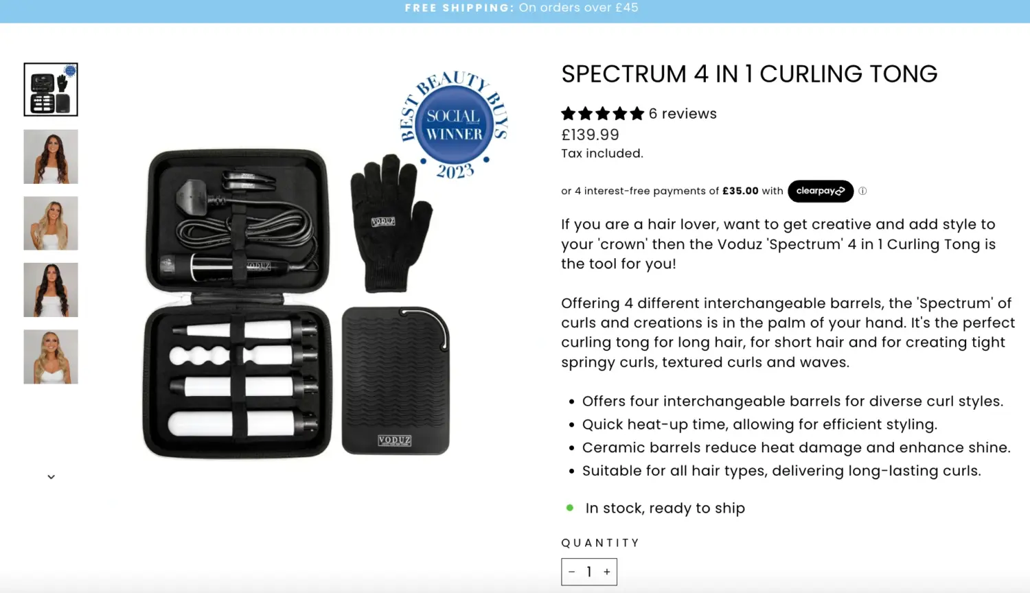 Spectrum 4 In 1 Curling Tong Kit