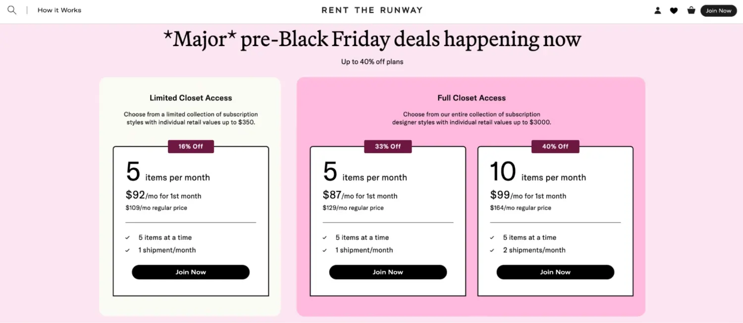 Rental Subscription Plans With Limited And Full Access