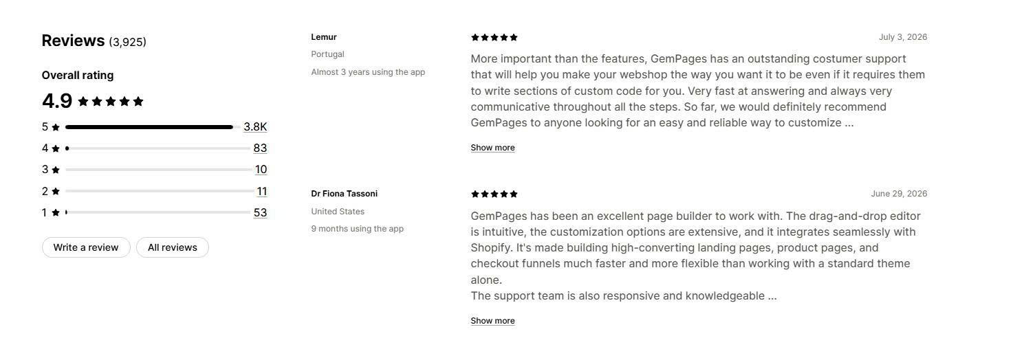 Gempages Merchant Reviews