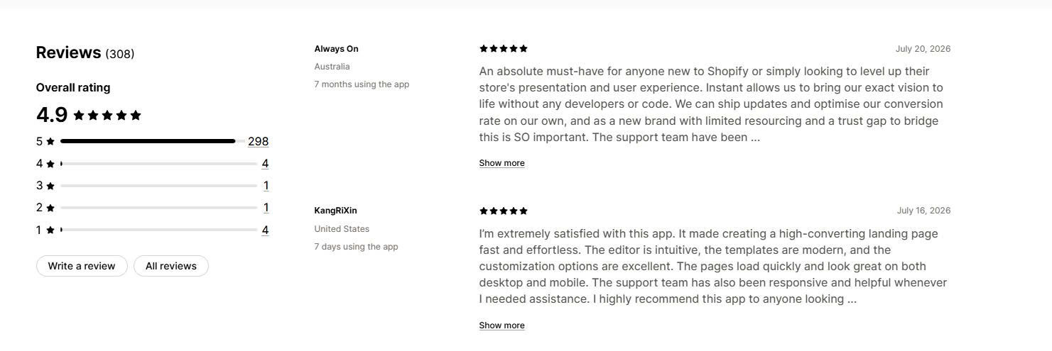 Instant Merchant Reviews