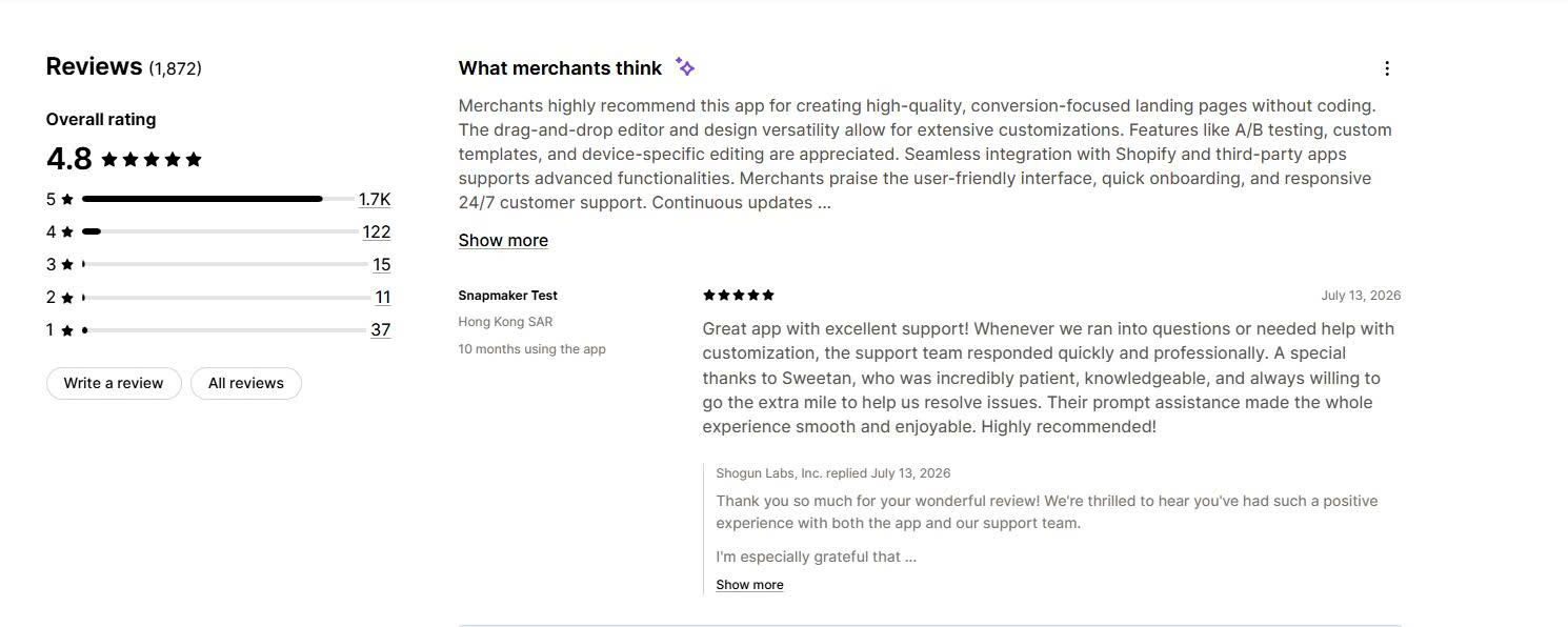 Shogun Merchant Reviews