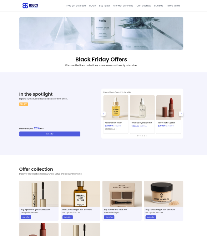 The Offer Page created by BOGOS is a centralized page that showcases all your current offers in one place.