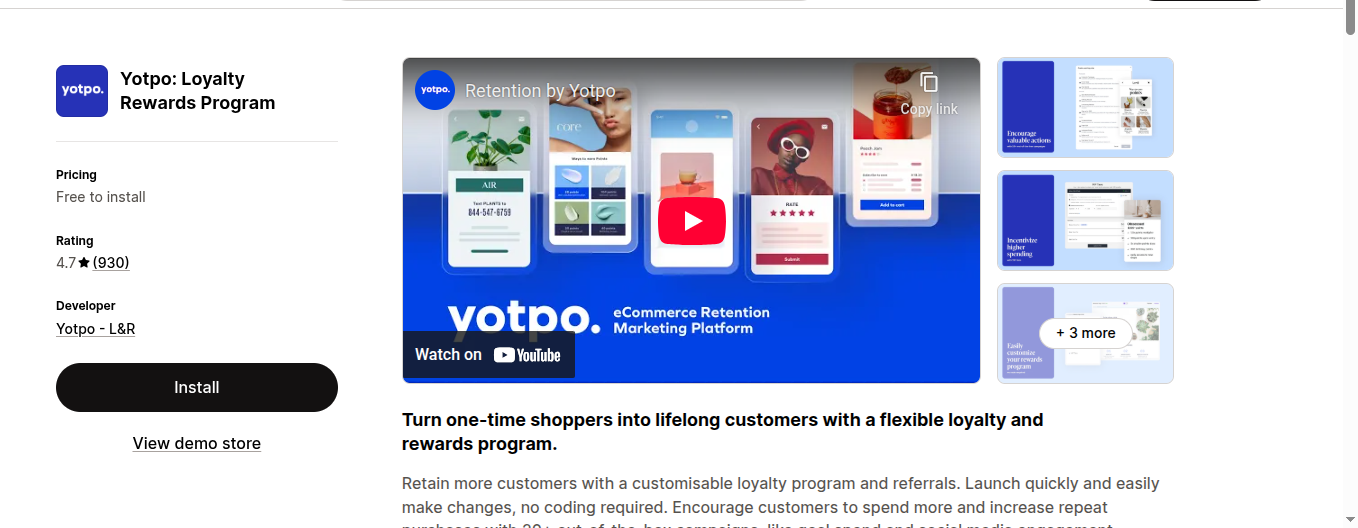 Yotpo shopify app store listing