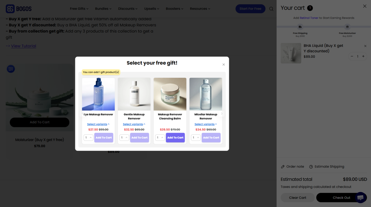 Cross sell relevant products with gift pop-up

