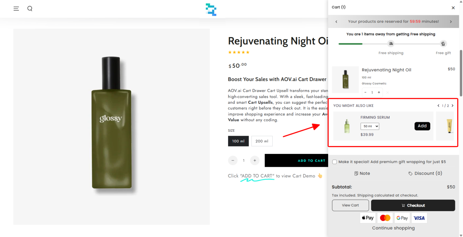 Promote bundle inside your cart drawer