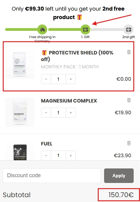 Optimum Performance Cart Progress Bar Free Gift Reward