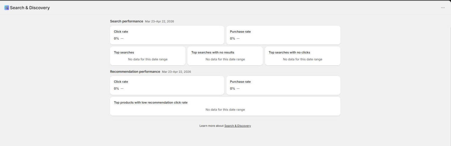 Analytics Dashboard In Shopify Search N Discovery App