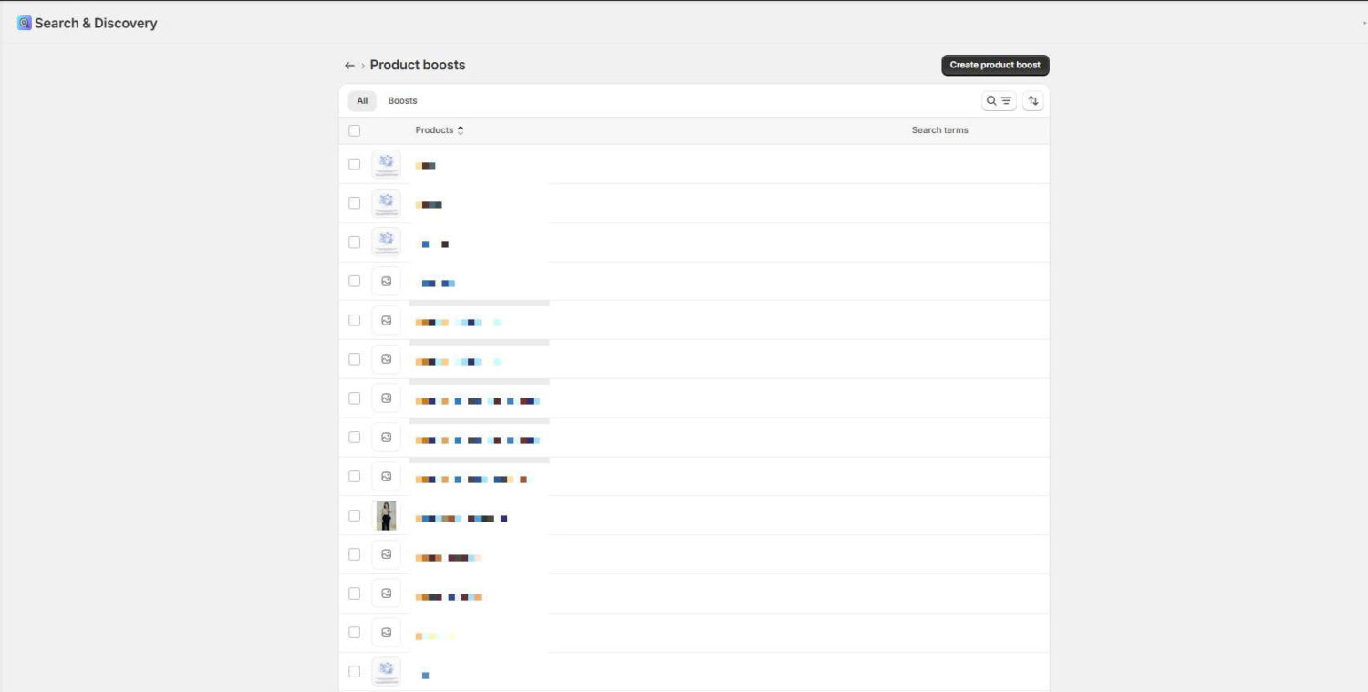 Product Boost Dashboard In Shopify Search N Discovery App