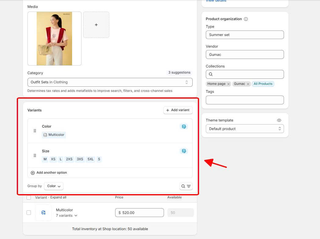 Shopify Product Variants