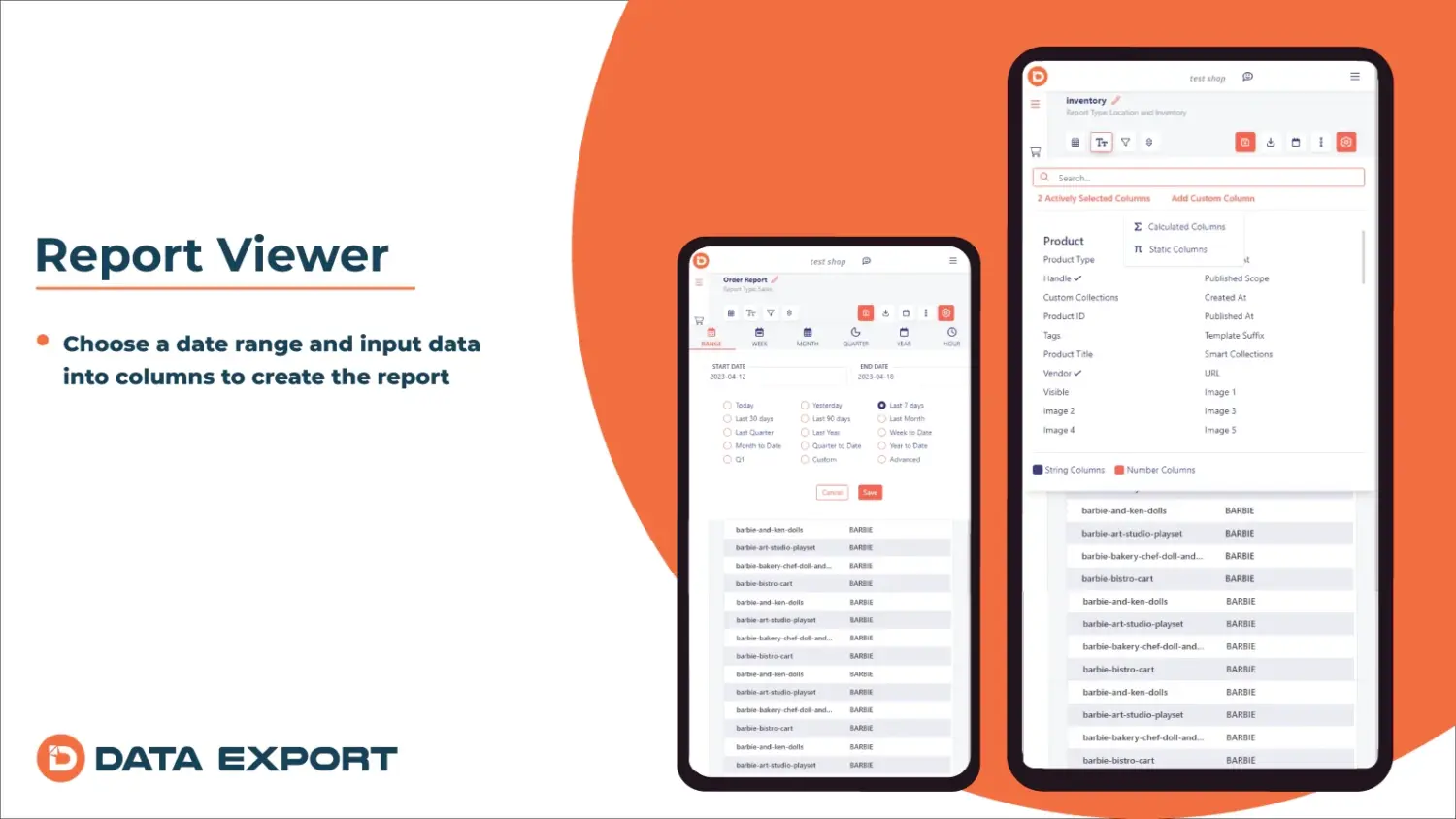 Data Export Io Reports Shopify App Report Viewer And Custom Report Builder Interface