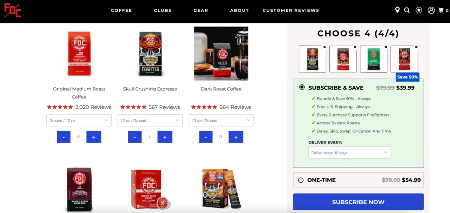 Fixed Bundle Builder Requiring Users To Select A Set Number Of Items With Strong Subscription Incentives And Pricing Comparison