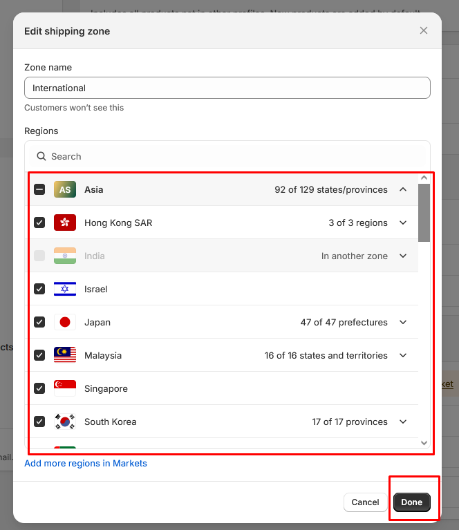  Select countries for shipping