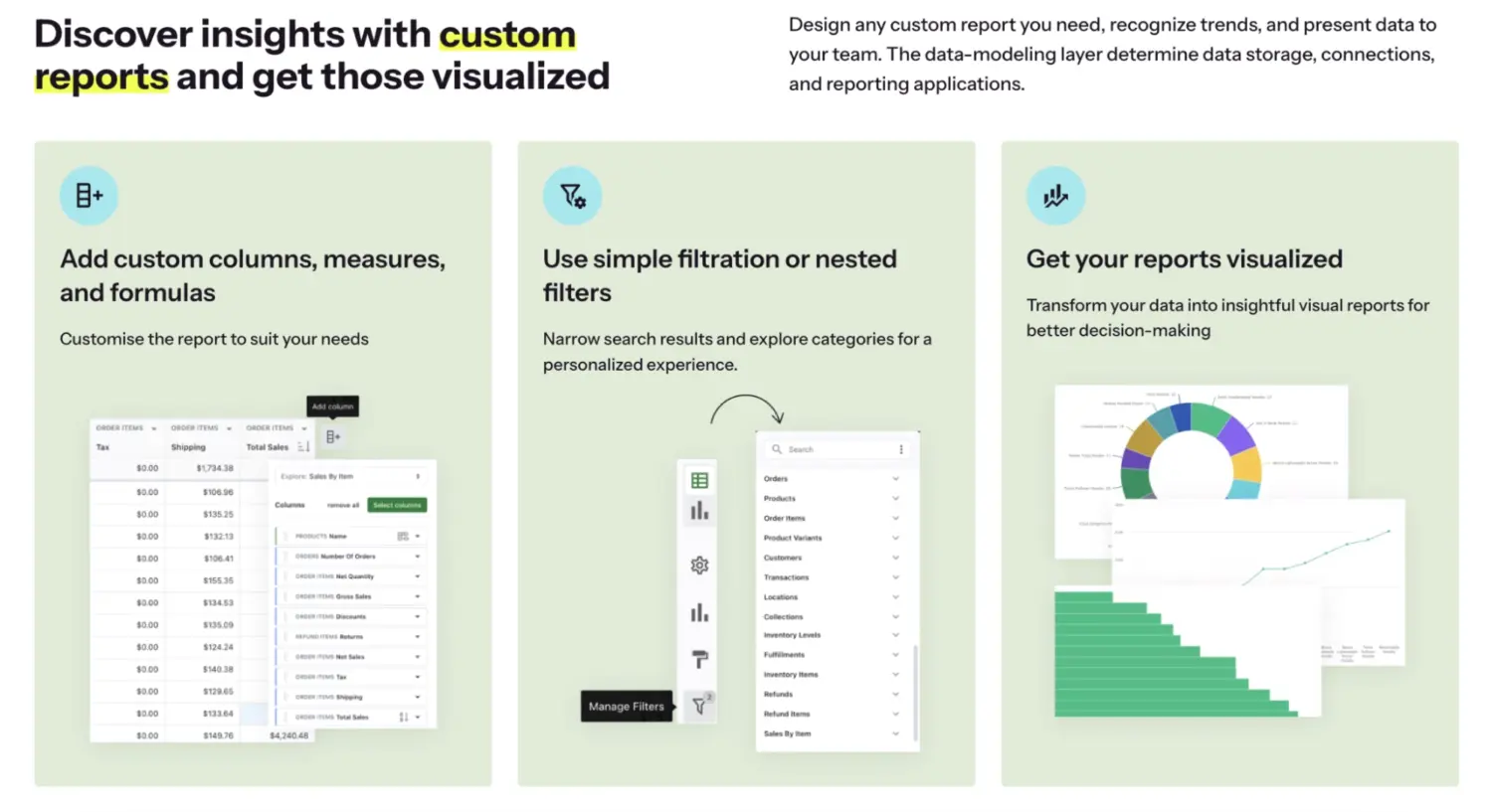 Mipler Shopify App Custom Reports Filters And Data Visualization Features Overview