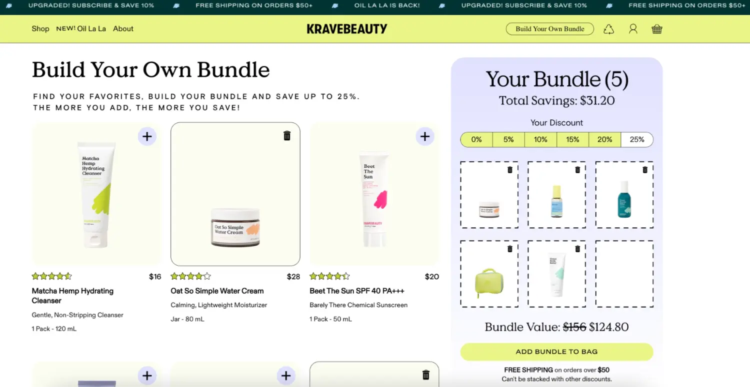 Routine Focused Bundle Builder With Visual Discount Ladder Increasing Savings As More Items Are Added