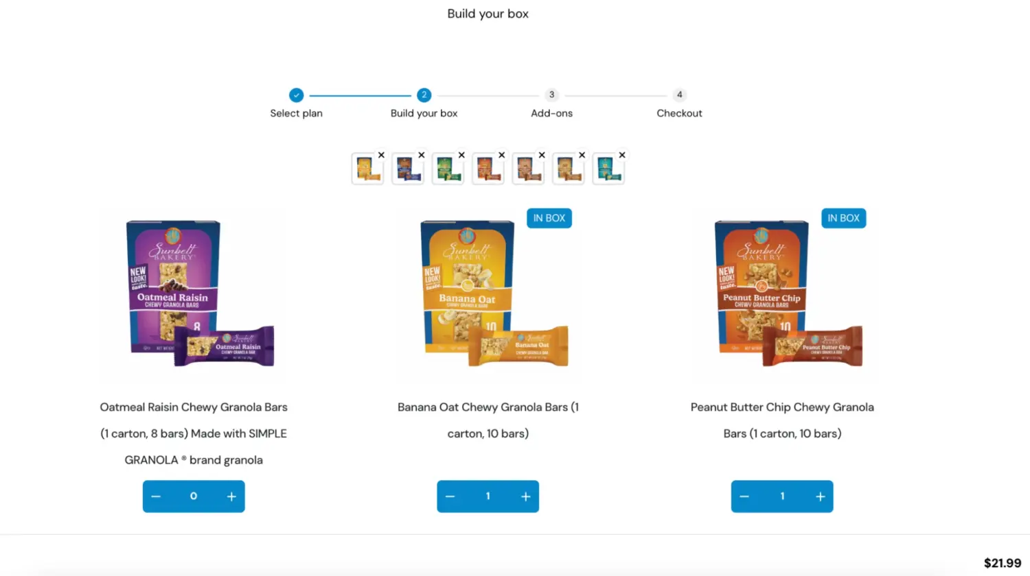 Step By Step Subscription Box Builder Interface Showing Item Selection And Quantity Controls For Curated Bundles