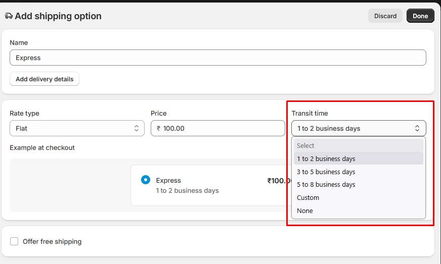 shipping transit time