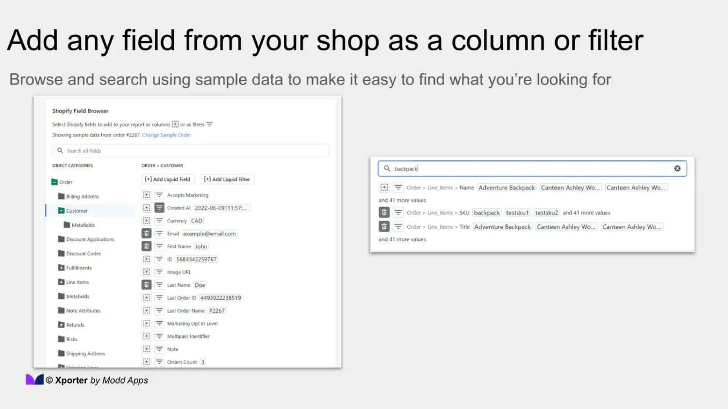 Xporter Shopify App Add Fields Columns And Filters For Custom Reports