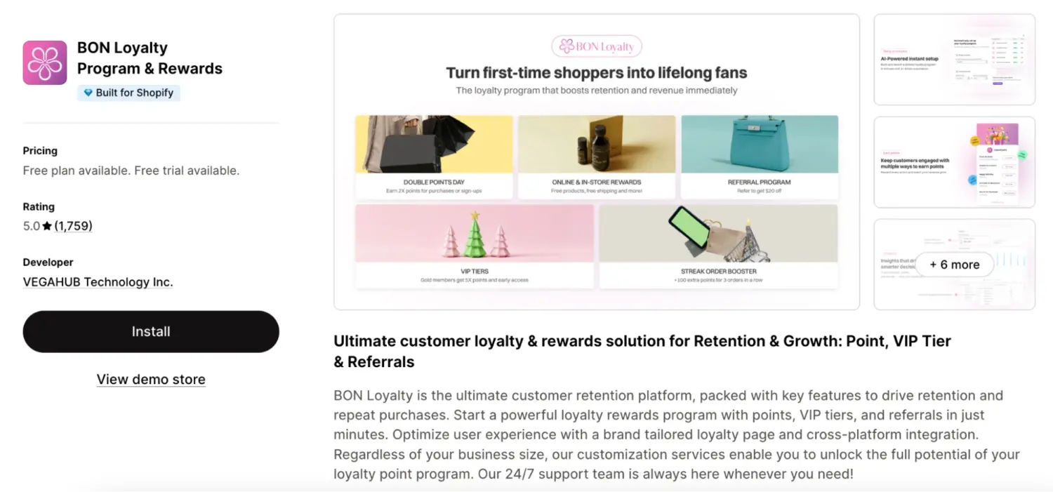 Bon Loyalty Dashboard With Points And Vip Tiers