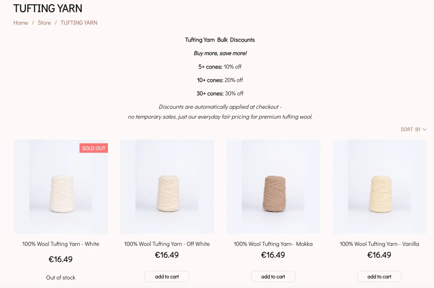 Collection Wide Quantity Discounts For Tufting Yarn Cones