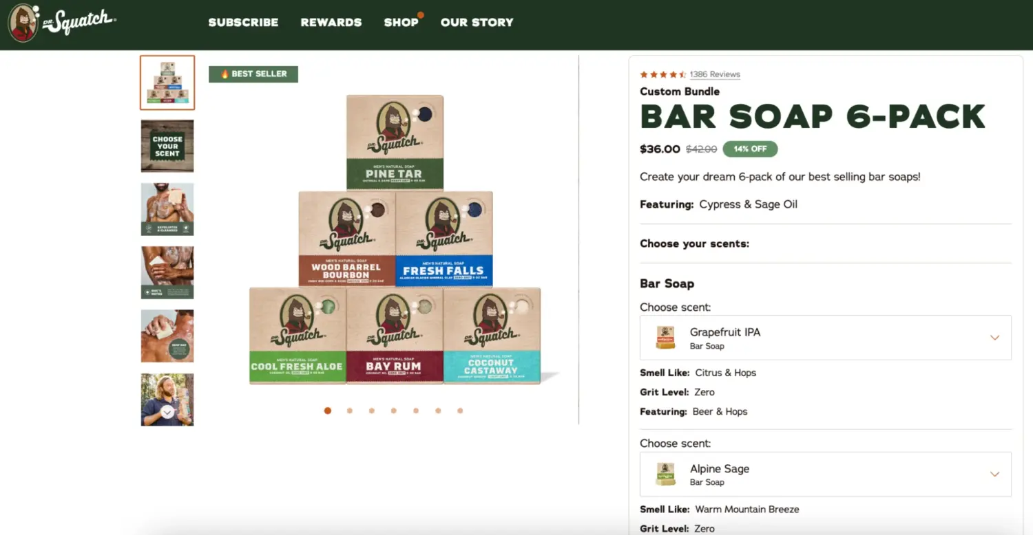 Dr Squatch Customizable Bar Soap 6 Pack Bundle