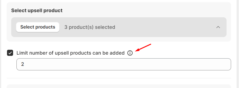 Screenshot of a BOGOS.io Free Gift update section titled “Checkout Upsell: Limit Upsell Products Added.” The text explains that merchants can set a maximum number of upsell products customers can add at checkout to protect margins, and once the limit is reached, the upsell section automatically disappears. Below, the app settings panel shows selected upsell products and a highlighted checkbox labeled “Limit number of upsell products can be added,” with an input field set to 2.