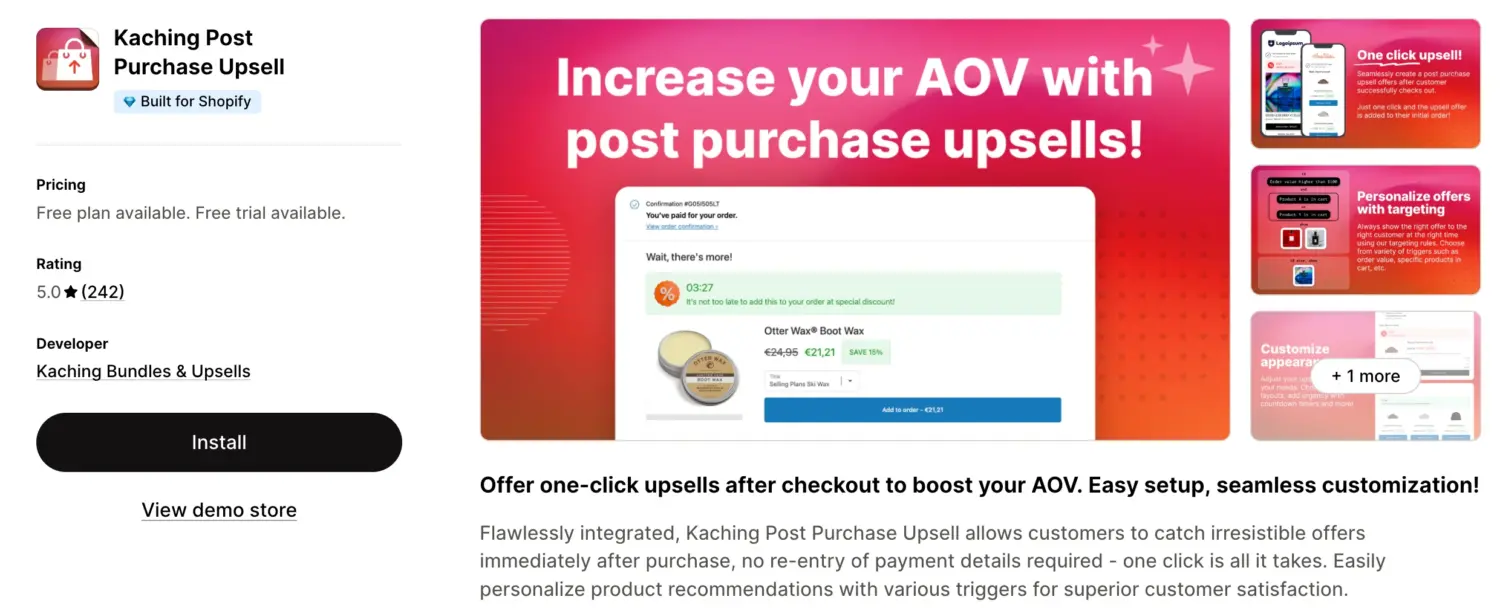 Kaching Post Purchase Upsell One Click Offer