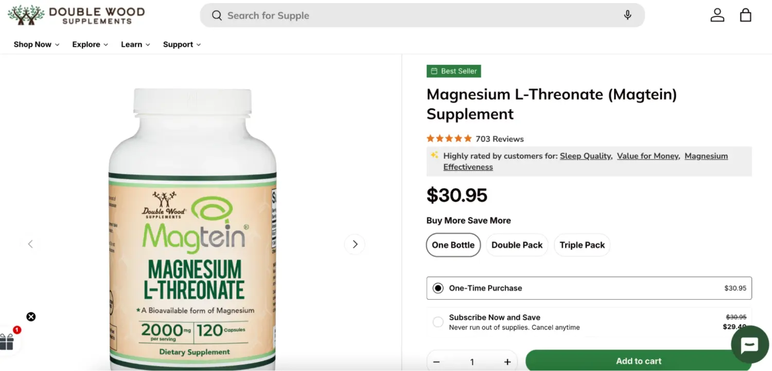 Magnesium L Threonate Fixed Pack Bundles With Subscription Savings
