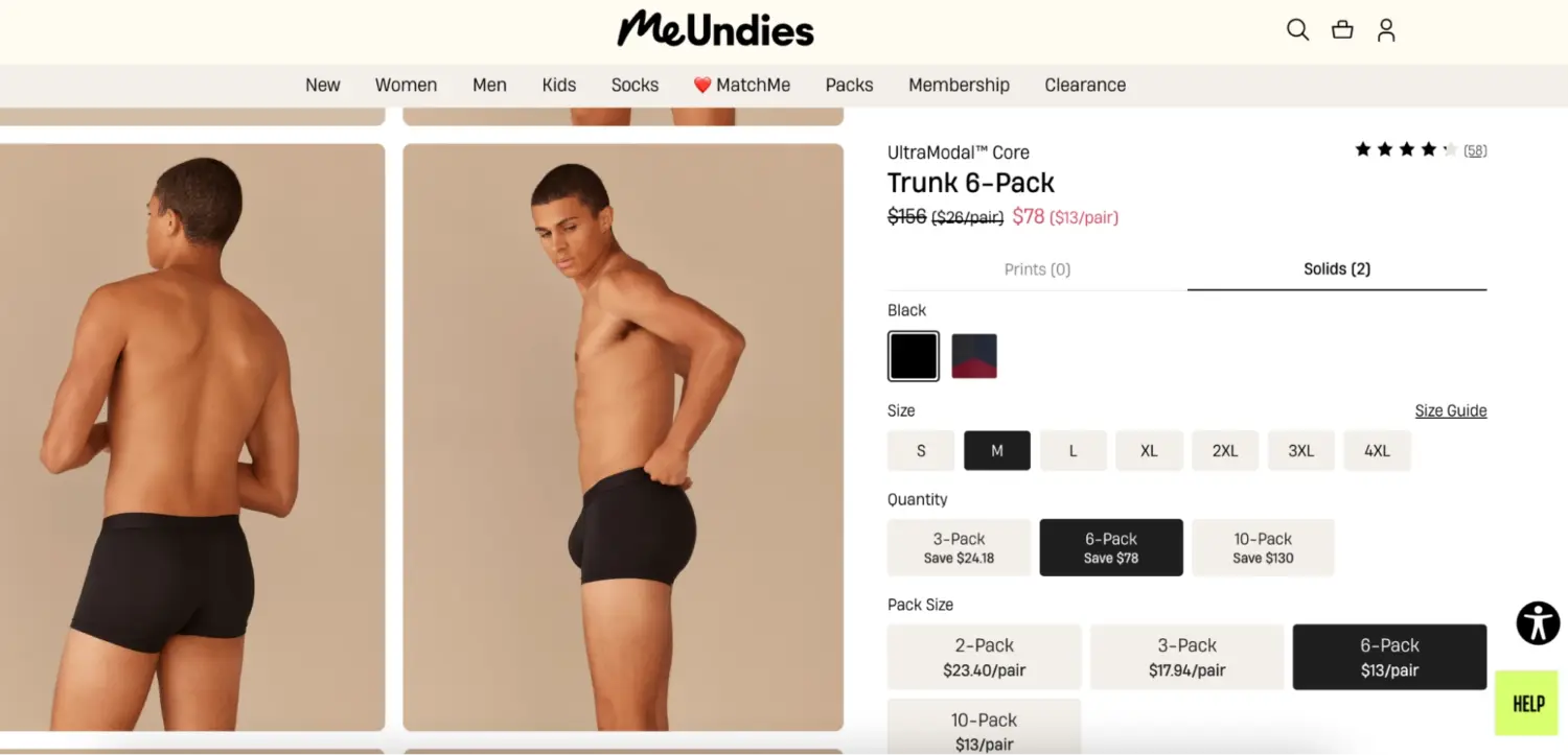 Meundies Trunk 6 Pack With Per Unit Pricing