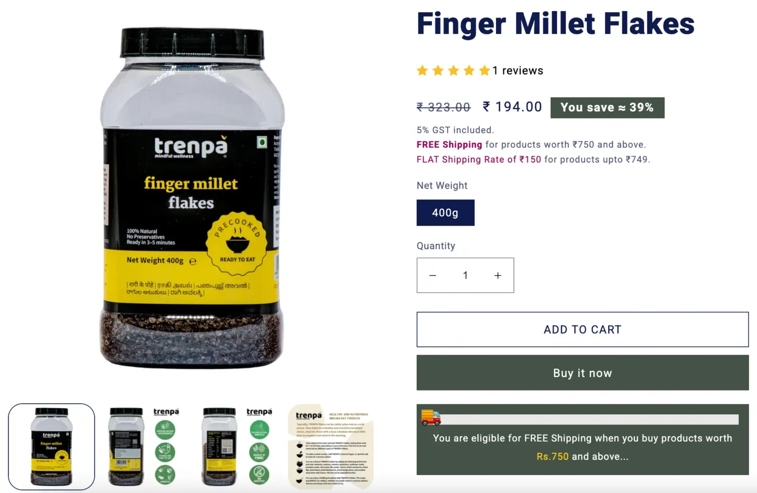 Product Page Progress Bar With Free Shipping Message