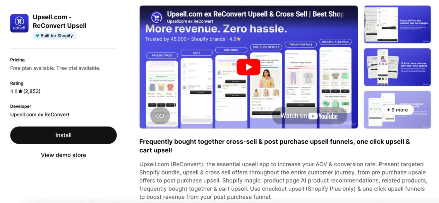 Reconvert Upsell App For Thank You Page Optimization And Post Purchase Funnels