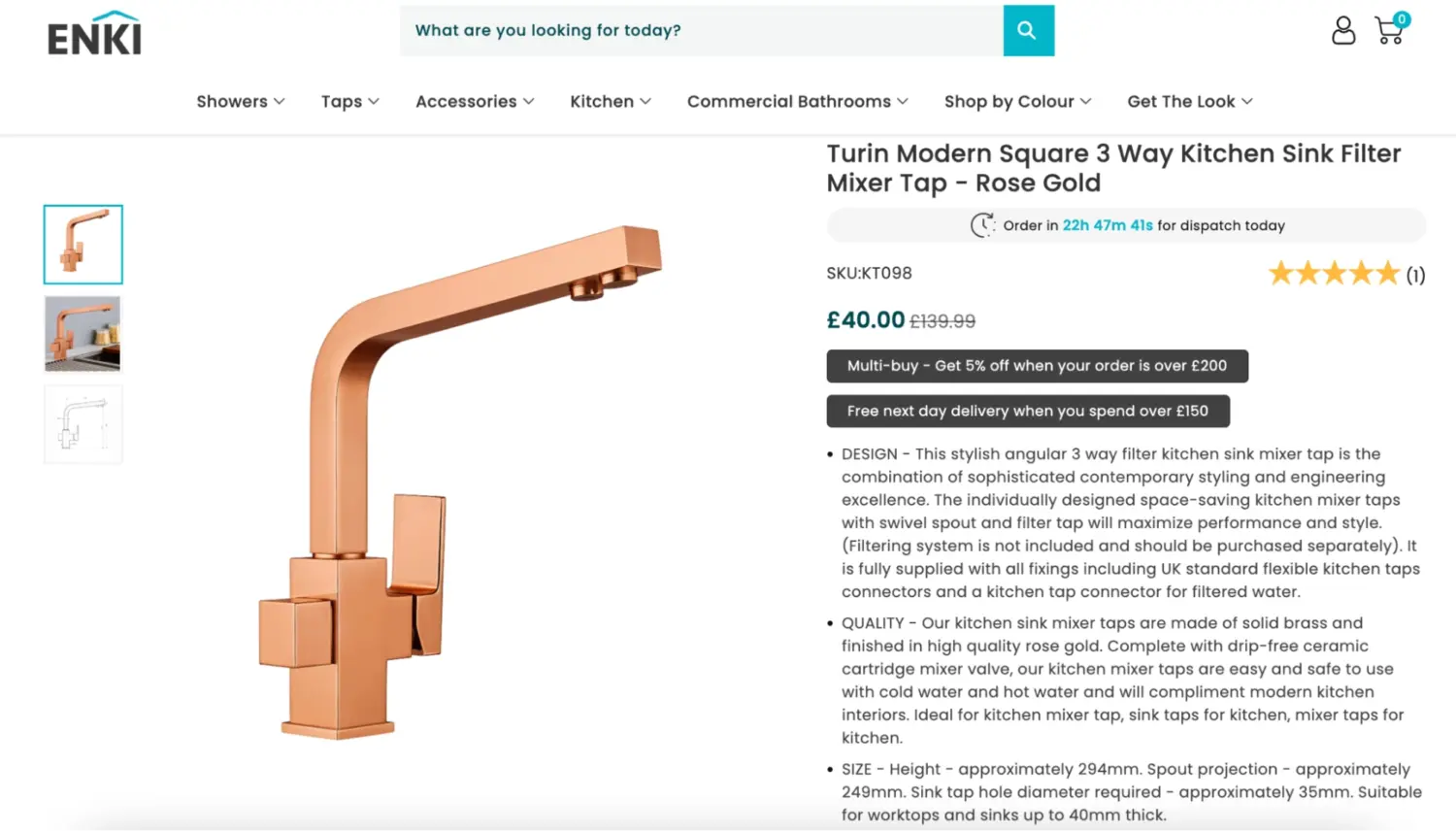 Retail And Trade Discounts For Kitchen Mixer Taps