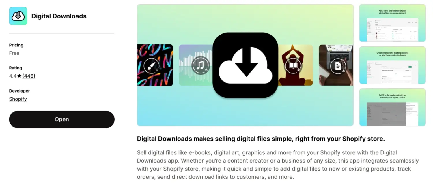 Shopify Digital Downloads Free Digital File Delivery App