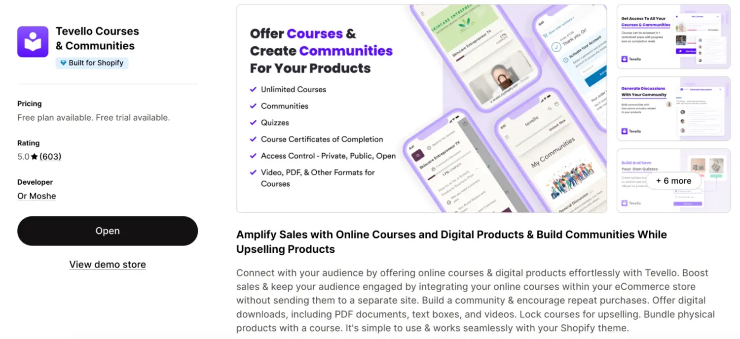 Tevello Courses Community And Course Builder For Shopify