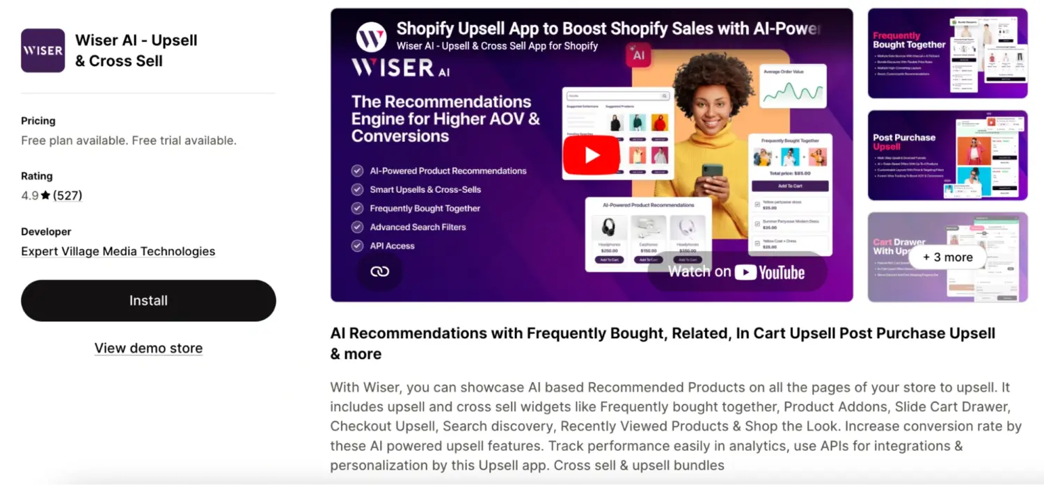 Wiser Ai Upsell App With Automated Recommendations